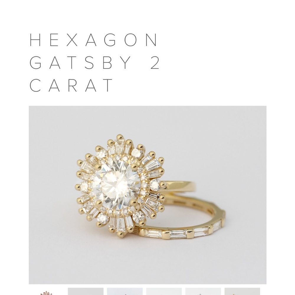 Heidi Gibson Hexagon Gatsby 2 Carat Ring in Yellow Gold with Moissanite Center